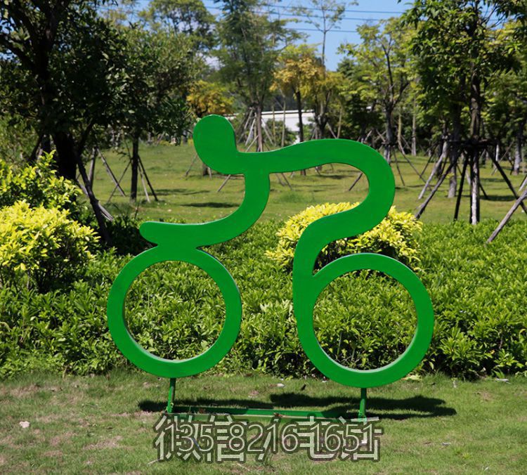 戶外大型剪影自行車(chē)運(yùn)動(dòng)人物玻璃鋼雕塑體育館健身場(chǎng)所裝飾