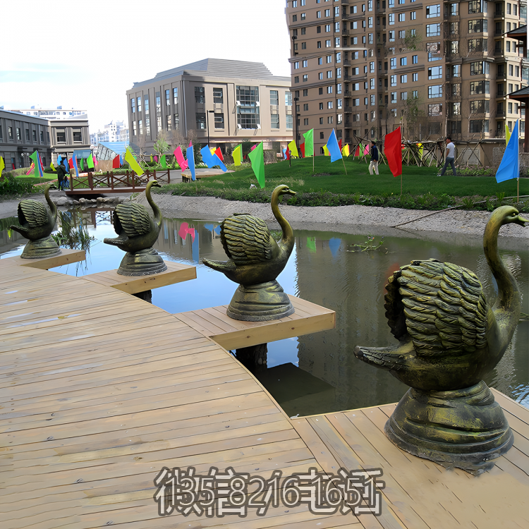 小區(qū)景觀水景擺件玻璃鋼仿銅 吐水噴水動(dòng)物天鵝雕塑