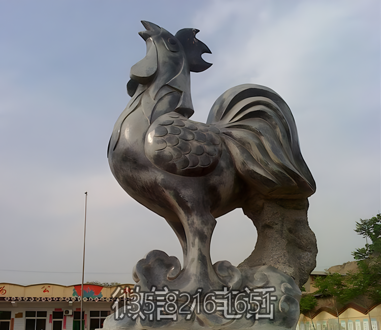 城市景觀大型動(dòng)物景觀擺件大理石青石石雕大公雞雕塑