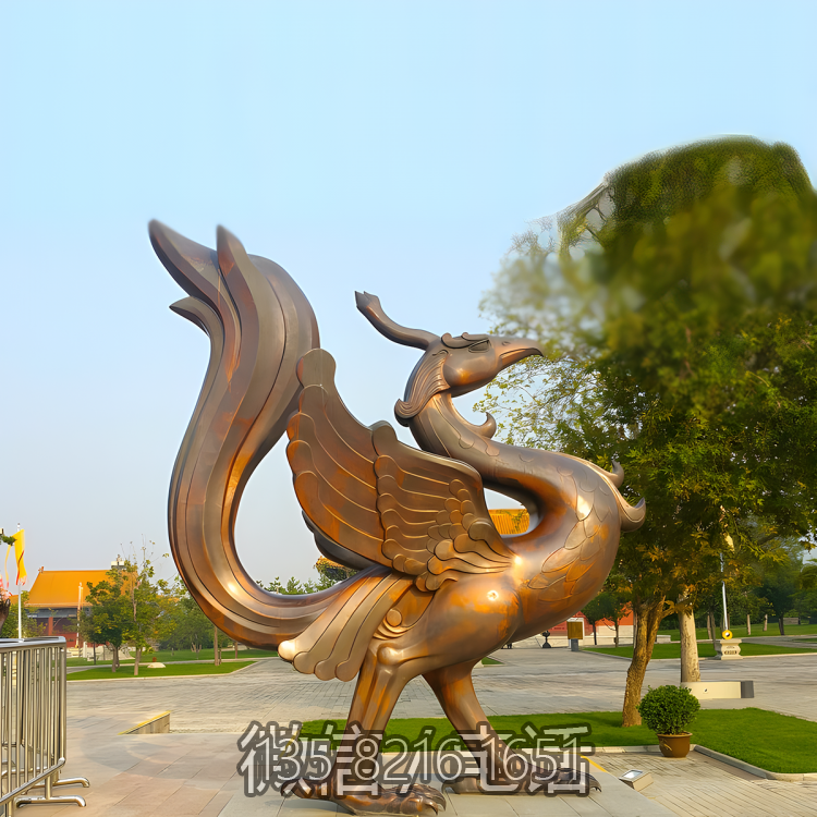 戶外園林大型動(dòng)物景觀擺件神獸四大神獸之一朱雀雕塑