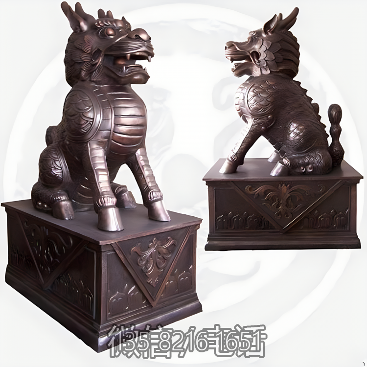 別墅小區(qū)門(mén)口大型招財(cái)辟邪神獸擺件銅麒麟雕塑