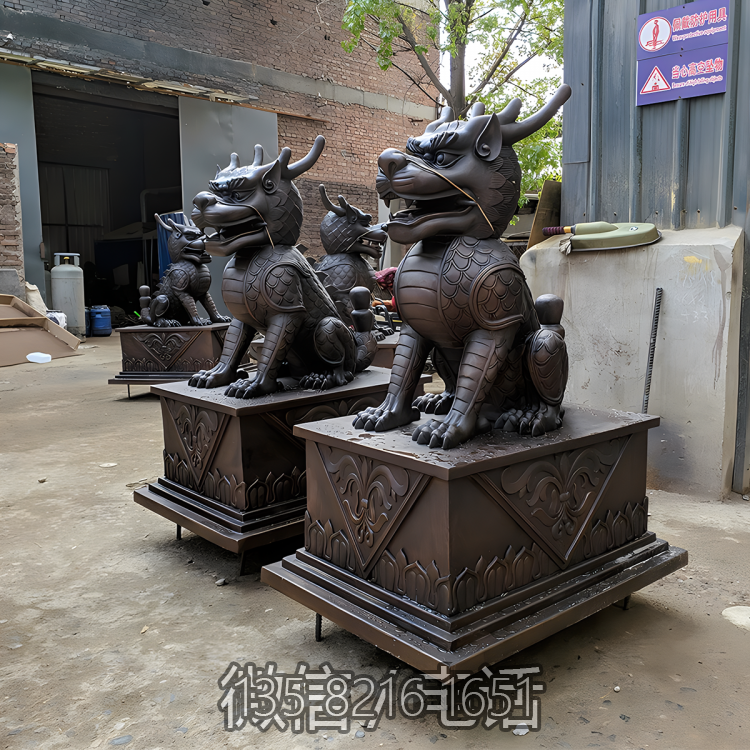 定制銅雕神獸麒麟雕塑小區(qū)景觀裝飾動(dòng)物擺件