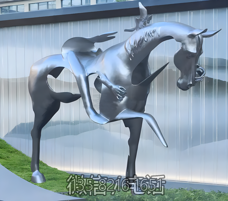 公園景觀裝飾擺件不銹鋼創(chuàng)意藝術(shù)定制動(dòng)物抽象馬雕塑