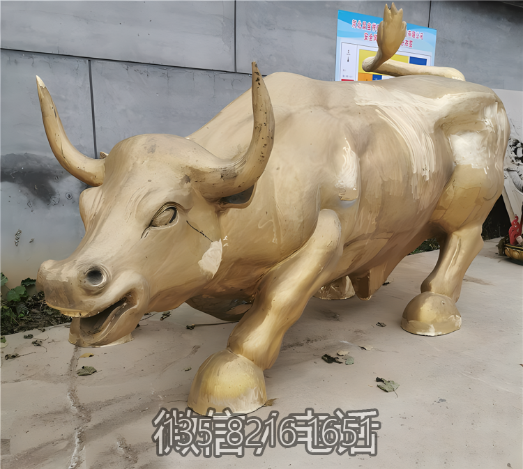 定制玻璃鋼鑄銅大型戶外廣場(chǎng)落地?cái)[件動(dòng)物景觀華爾街牛雕塑
