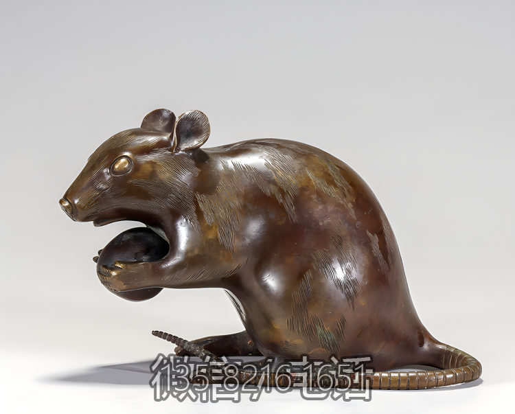 戶外園林動(dòng)物景觀擺件玻璃鋼仿銅定制十二生肖鼠雕塑