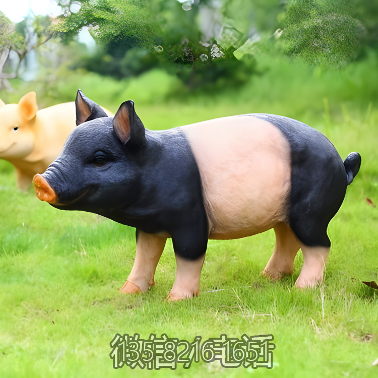 園林草坪玻璃鋼仿真動(dòng)物十二生肖豬雕塑