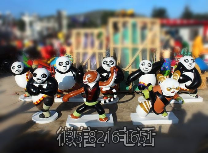 商場景觀小品裝飾擺件玻璃鋼卡通動(dòng)物功夫熊貓系列雕塑擺件
