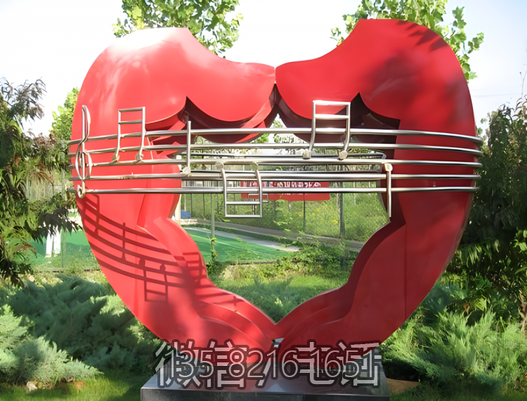 不銹鋼音樂(lè)愛(ài)心景觀雕塑