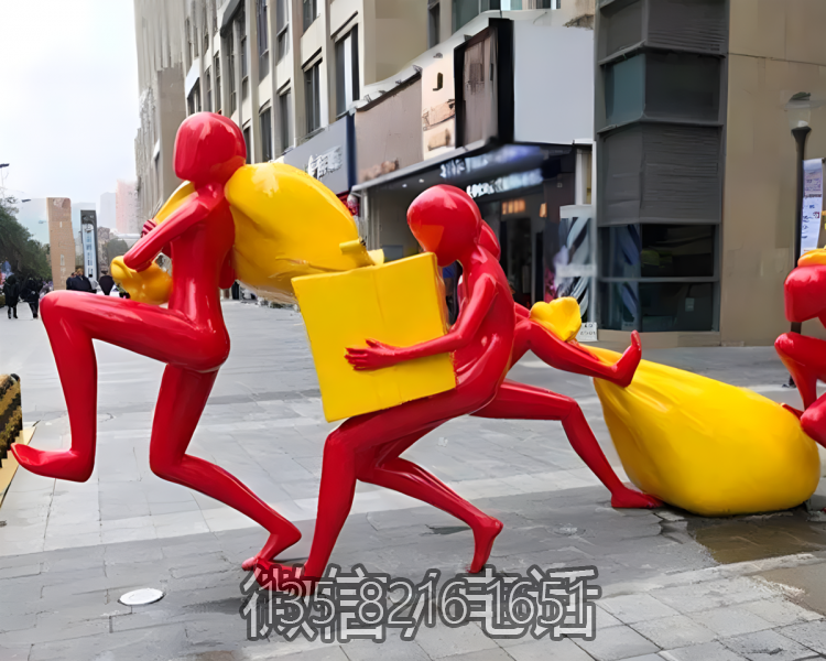 商業(yè)廣場(chǎng)創(chuàng)意玻璃鋼購(gòu)物人物情景雕塑