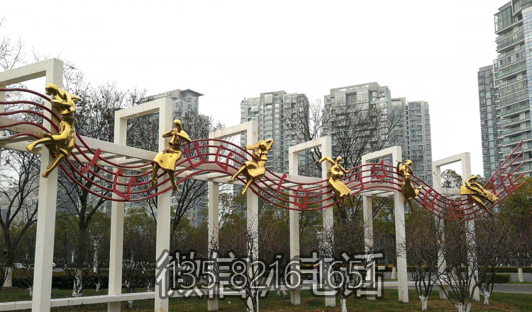 春天的樂章，不銹鋼抽象音樂人物雕塑