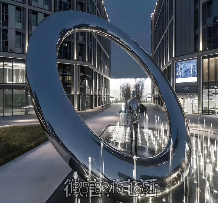 圓環(huán)雕塑-戶外廣場(chǎng)創(chuàng)意不銹鋼鏡面圓環(huán)雕塑