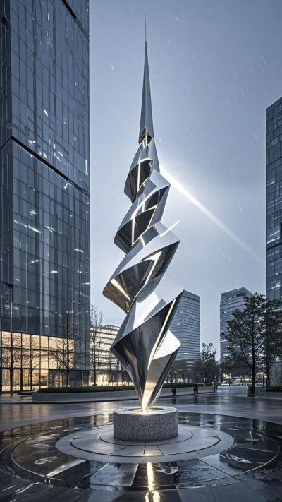 城市廣場(chǎng)不銹鋼避雷針雕塑