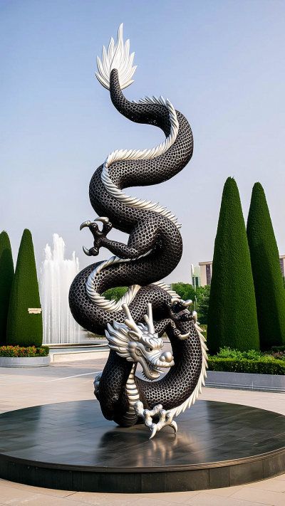 不銹鋼生肖龍辰龍景觀(guān)雕塑
