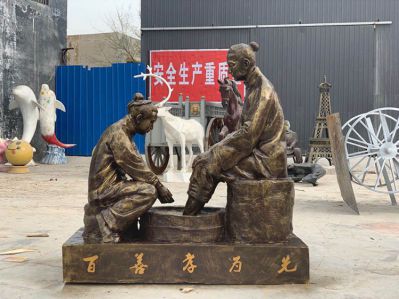 學院擺放為母洗腳玻璃鋼仿銅中國傳統(tǒng)孝道文化百善孝為先情景雕塑