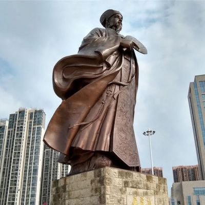 城市廣場(chǎng)大型人物銅像，古代歷史名人諸葛孔明諸葛亮雕塑