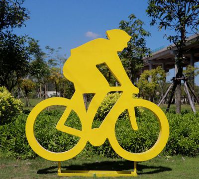 戶外大型剪影自行車運(yùn)動(dòng)人物玻璃鋼雕塑公園體育雕塑