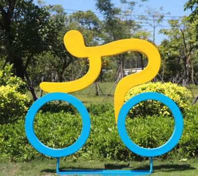剪影自行車人物公園玻璃鋼運(yùn)動(dòng)小品雕塑
