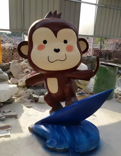 幼兒園地標(biāo)落地?cái)[件玻璃鋼樹脂卡通可愛美陳猴子雕塑