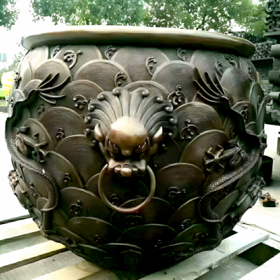 雕花銅缸