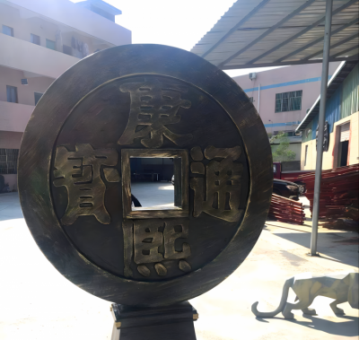 玻璃鋼仿銅錢(qián)幣小錢(qián)雕塑擺件