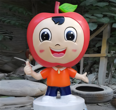 玻璃鋼卡通蘋(píng)果水果雕塑公仔