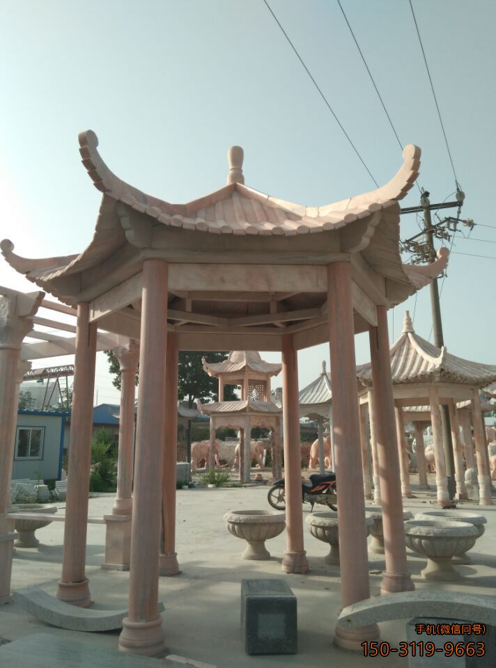 晚霞紅單層、單檐、加厚、六角涼亭
